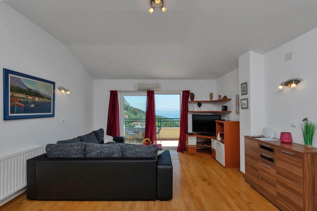 Villa Makar first floor bedroom, kitchen, balcony, and living area photo 9